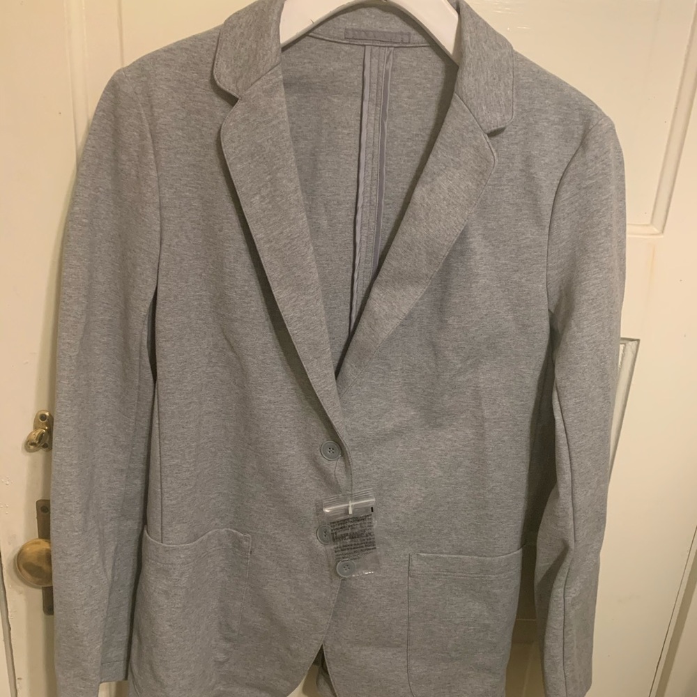 Casual Cotton Blazer - Gray - Large